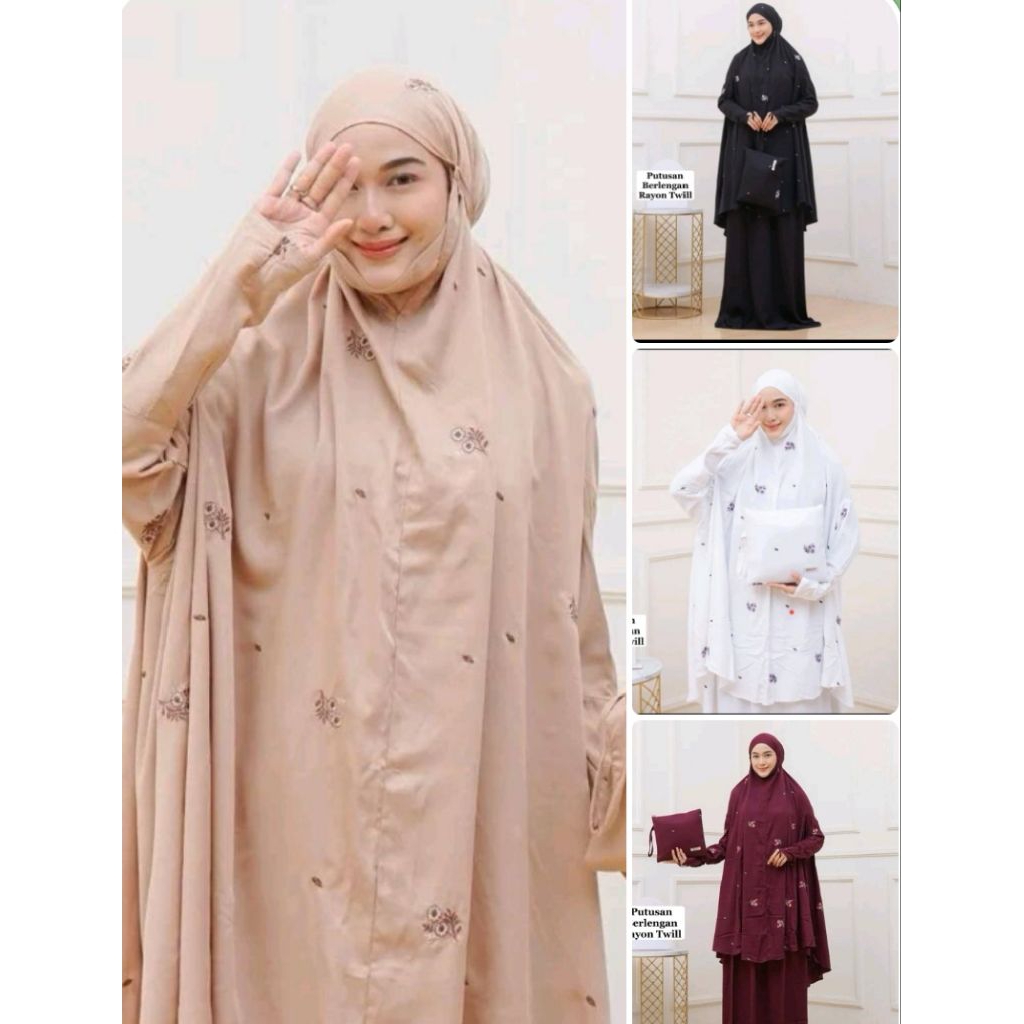 Mukena Putusan Berlengan - kain Rayon Twill