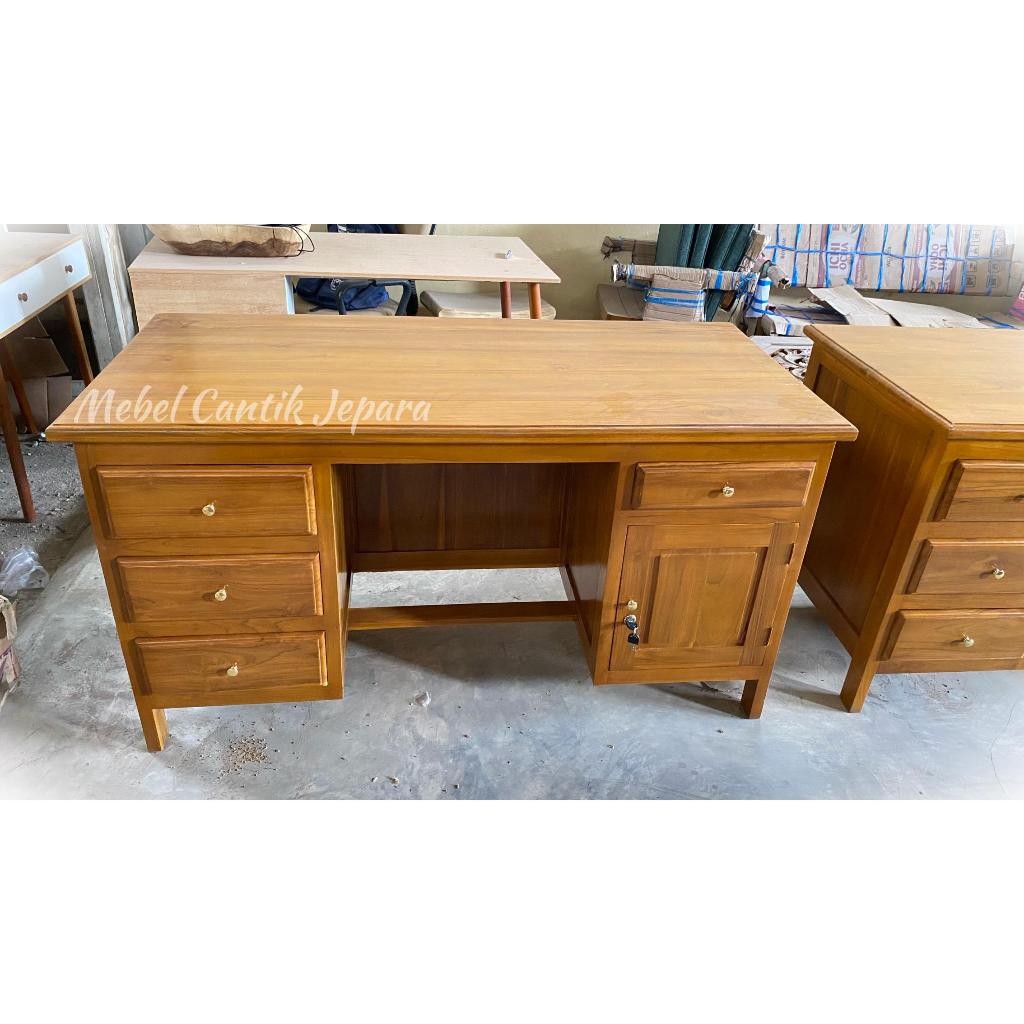 Meja Kantor/Meja Belajar Bahan Kayu Jati