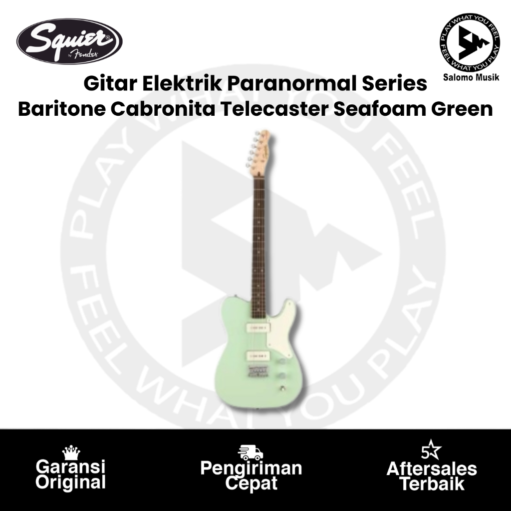 Gitar Elektrik Squier Paranormal Series Baritone Cabronita Telecaster Seafoam Green Original
