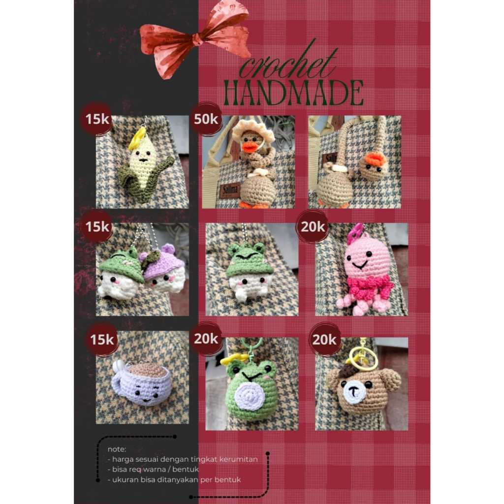 Cameelia's || Gantungan Kunci Aesthetic Gantungan Kunci Rajut Homemade Buatan Sendiri Bebas Custom W
