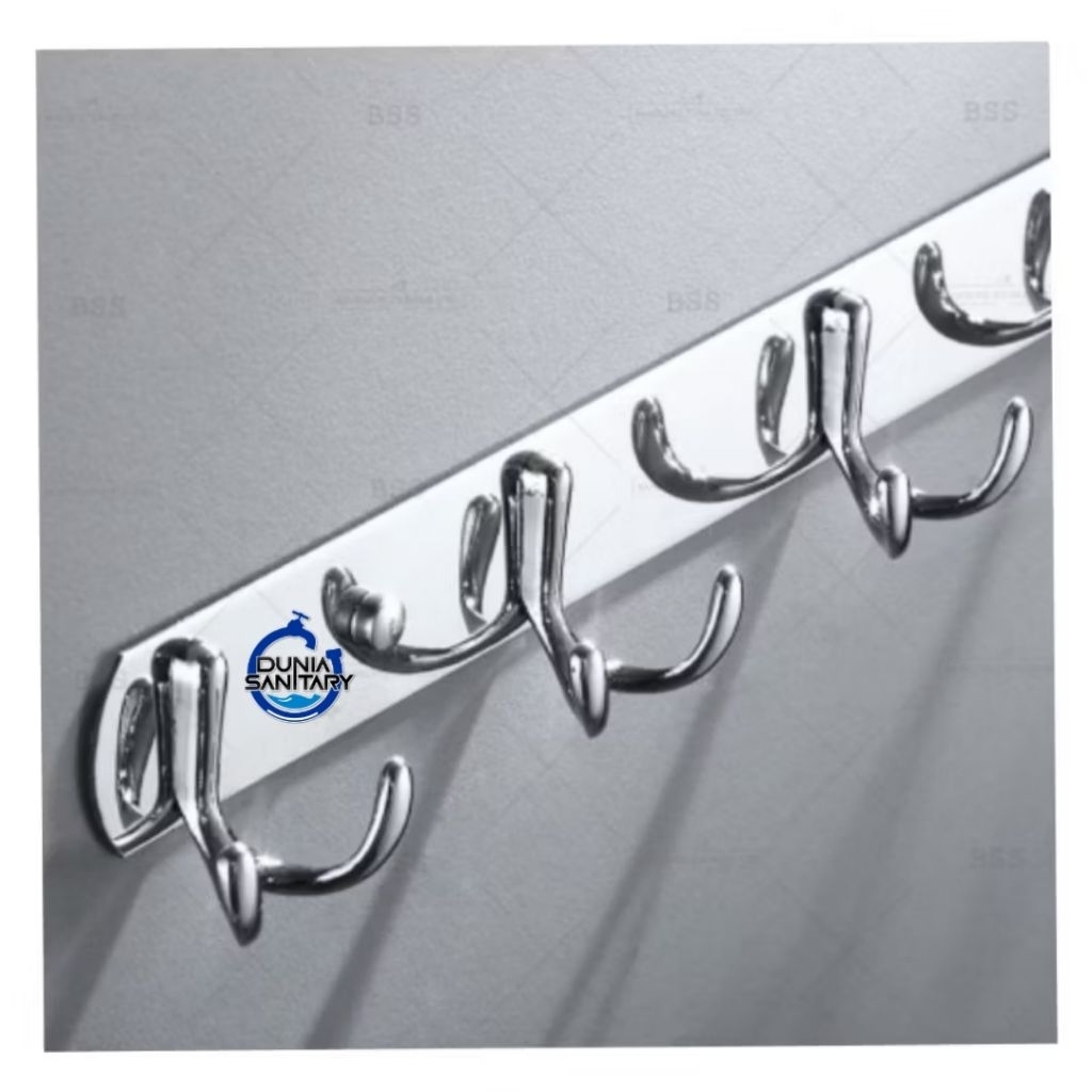 Kapstok Baju Stainless 5 Kait Double / Kapstok Baju Stainless 5 Kait