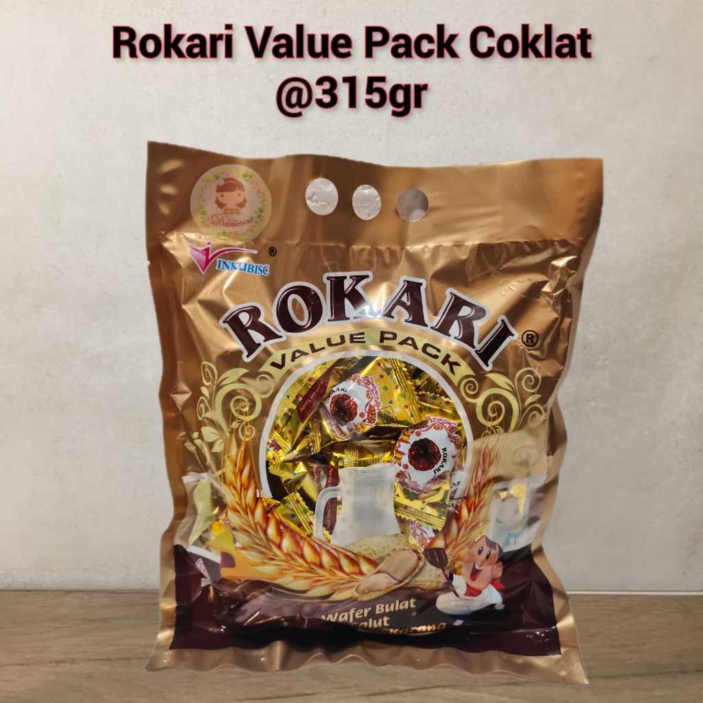 .315gr Rokari Value Pack - Wafer bulat salut coklat & kacang ( ds bgr )