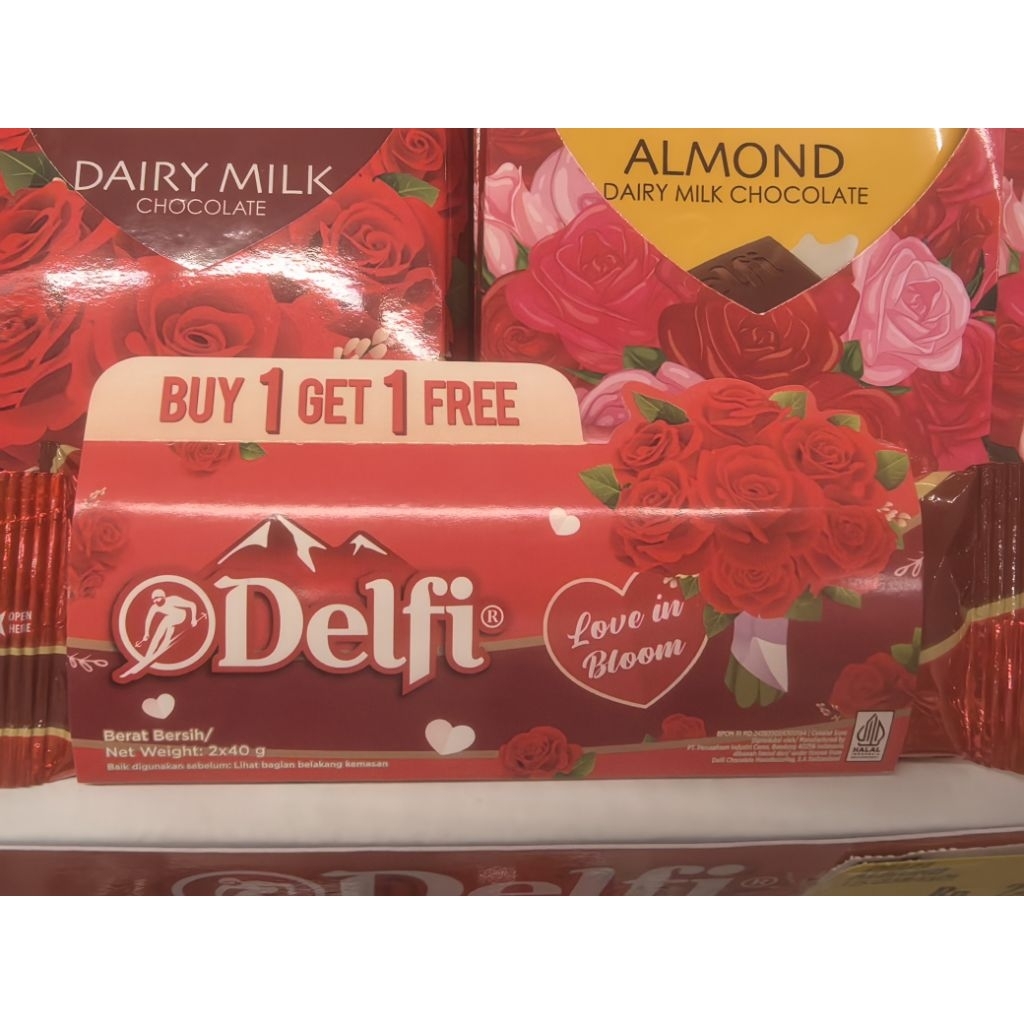 BUY 1 GET 1 FREE DELFI DAIRY MILK. DELFI ALMOND. COKLAT DELFI. COKLAT VALENTINE