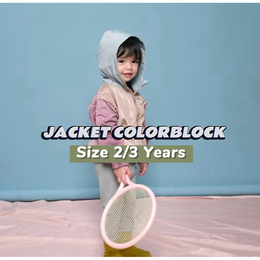 [MAISON ELMESA] JACKET COLORBLOCK | WATER RESISTANT | JACKET ANAK | SIZE 2-3Y