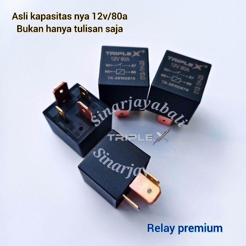 relay 12v/80a 4kaki 4p reli rellay rilay rilai 12 volt 80a  4 kaki p motor mobil klakson lampu start