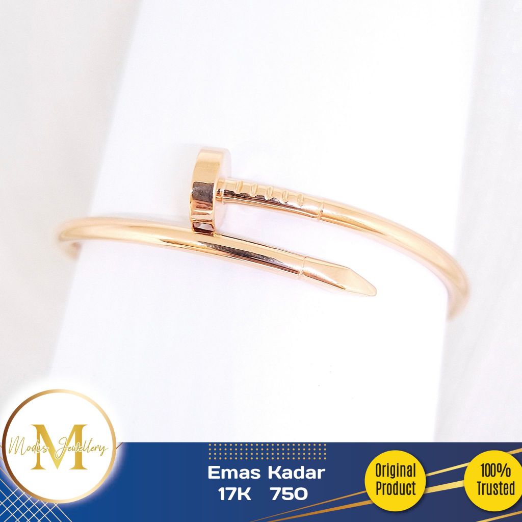 MODIS JEWELLERY - Gelang Bangle Paku Tebal Rosegold - Emas 17k  750