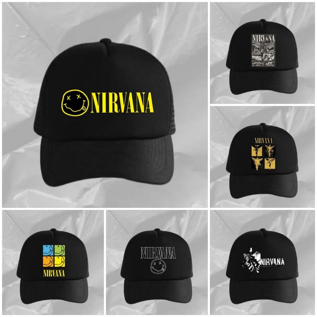 Topi pria wanita nirvana/Topi base ball/Topi jaring/Topi distro keren
