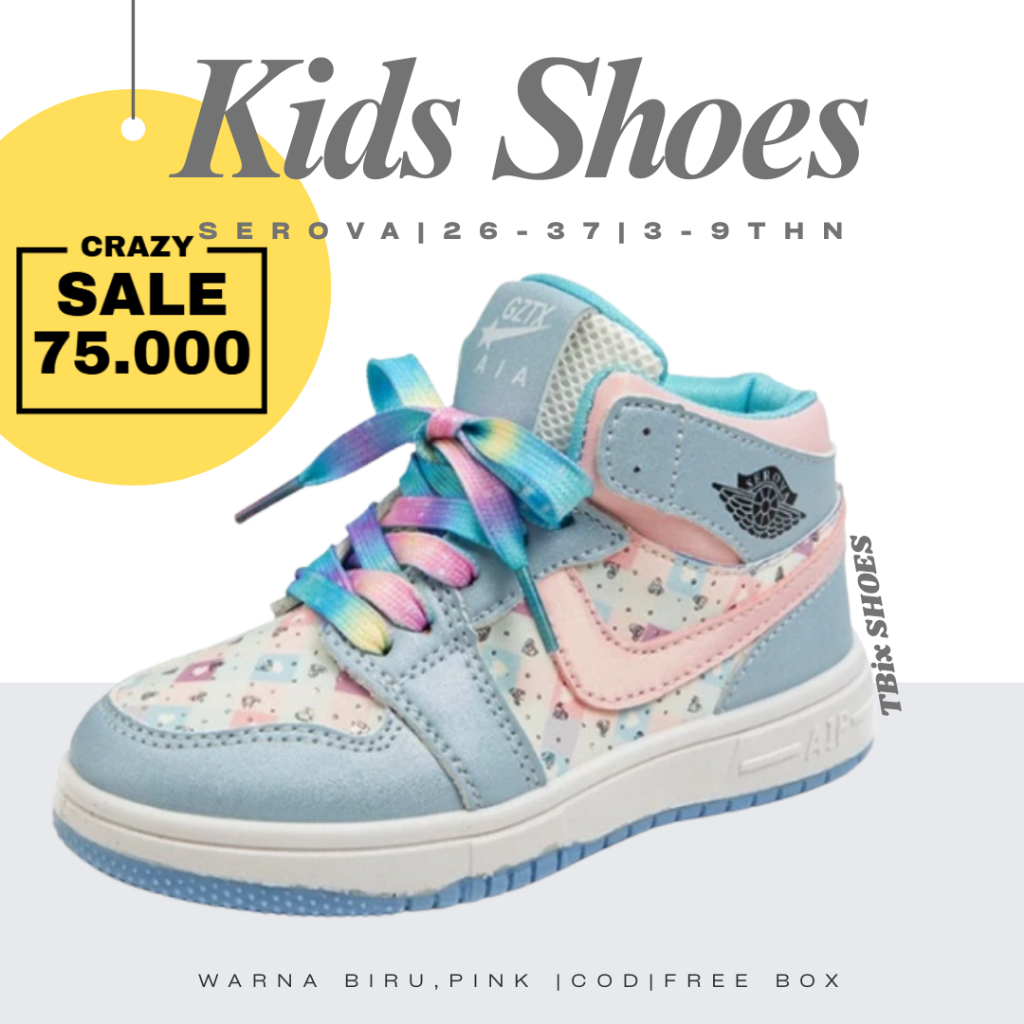 CRAZY SALE [Tokobig] Serova Sneaker Sepatu Anak Import Kids Sepatu Anak Perempuan Ukuran 26-37 Usia 