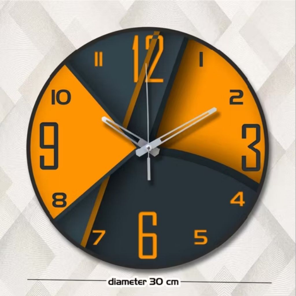 Jam Dinding Kayu Dekoratif Minimalis Black Orange