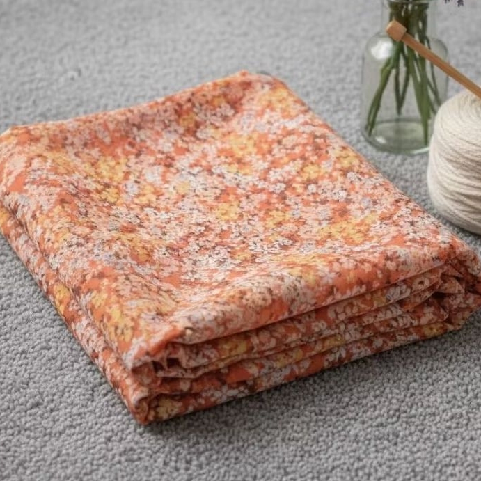 Kain Sifon Yoryu Motif Bunga Sakura / Chiffon Silk Texture Premium / Bahan Dress Gamis Blouse Metera