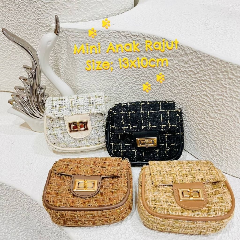BRANDED Tas Mini Anak Rajut Selempang Wanita