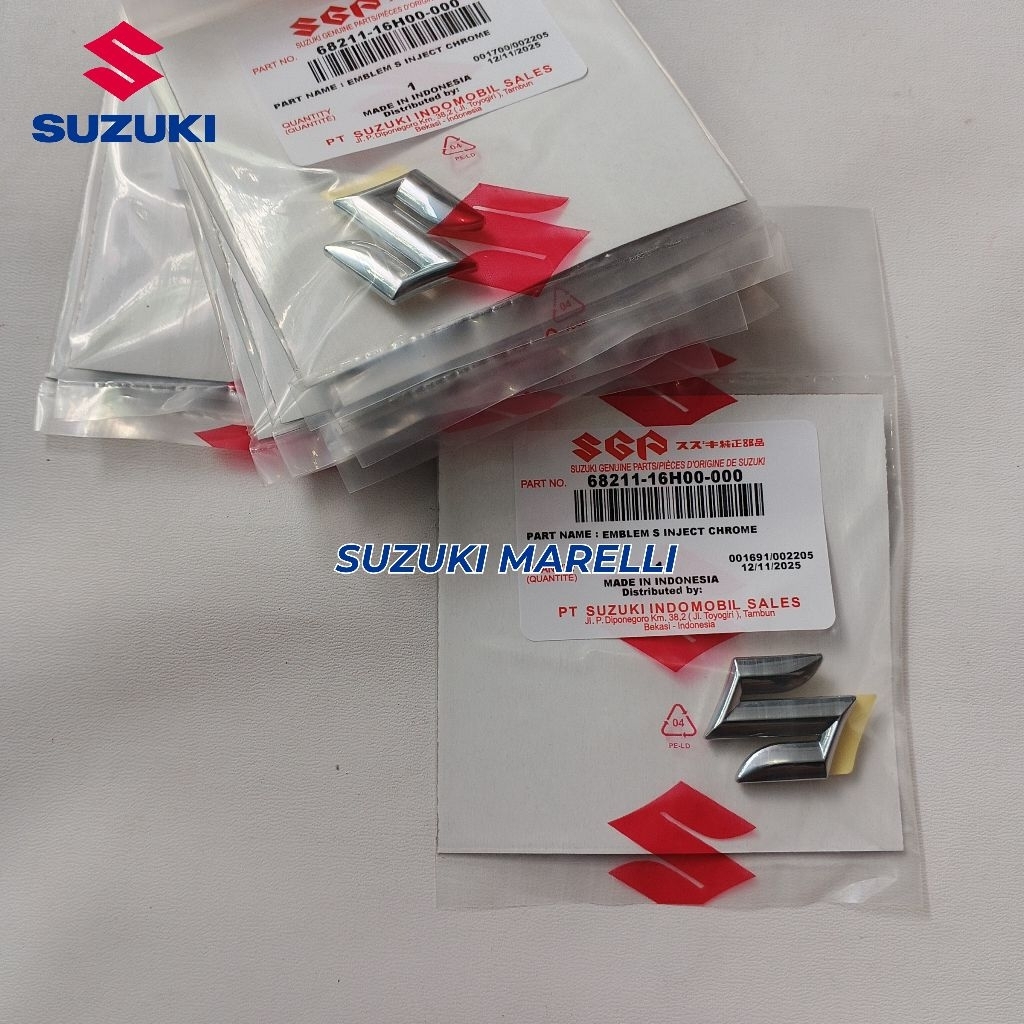 LOGO EMBLEM SUZUKI TAMENG DEPAN  SMASH TITAN 110 ORIGINAL SGP 68211-16H00-000