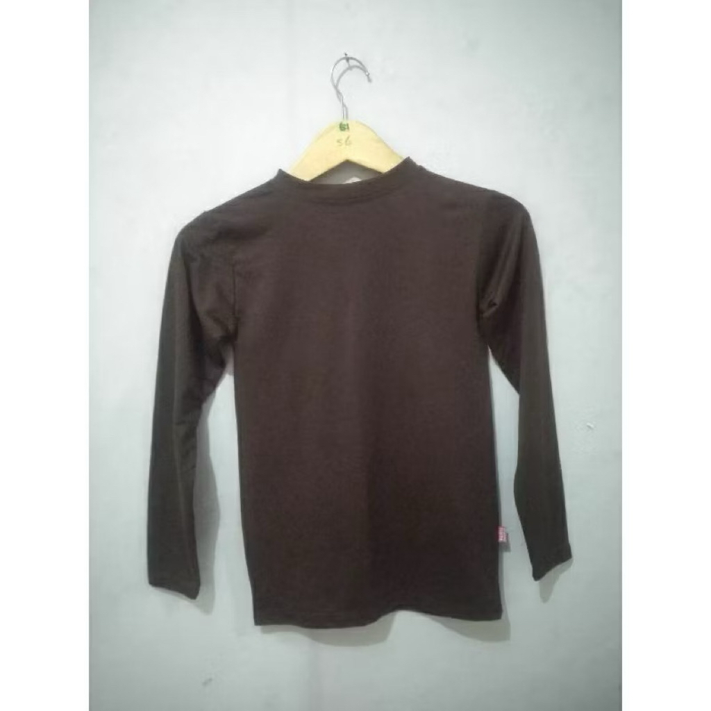 Kaos Polos Wanita Lengan Panjang Coklat Tua