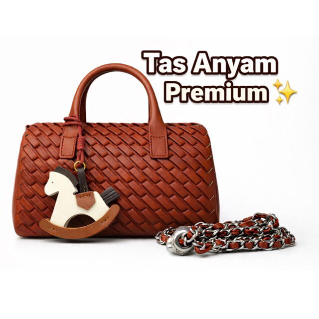 READY INSTAN - Tas Speedy Anyam Premium Limited Maroon Termasuk Bagcharm dan Tali Panjang Bisa disel