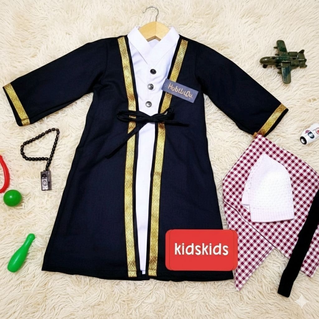 promo (cod) Free peci Igal sorban gamis jubah bayi laki / jubah baju bayi outer satu set 0-2 tahun /