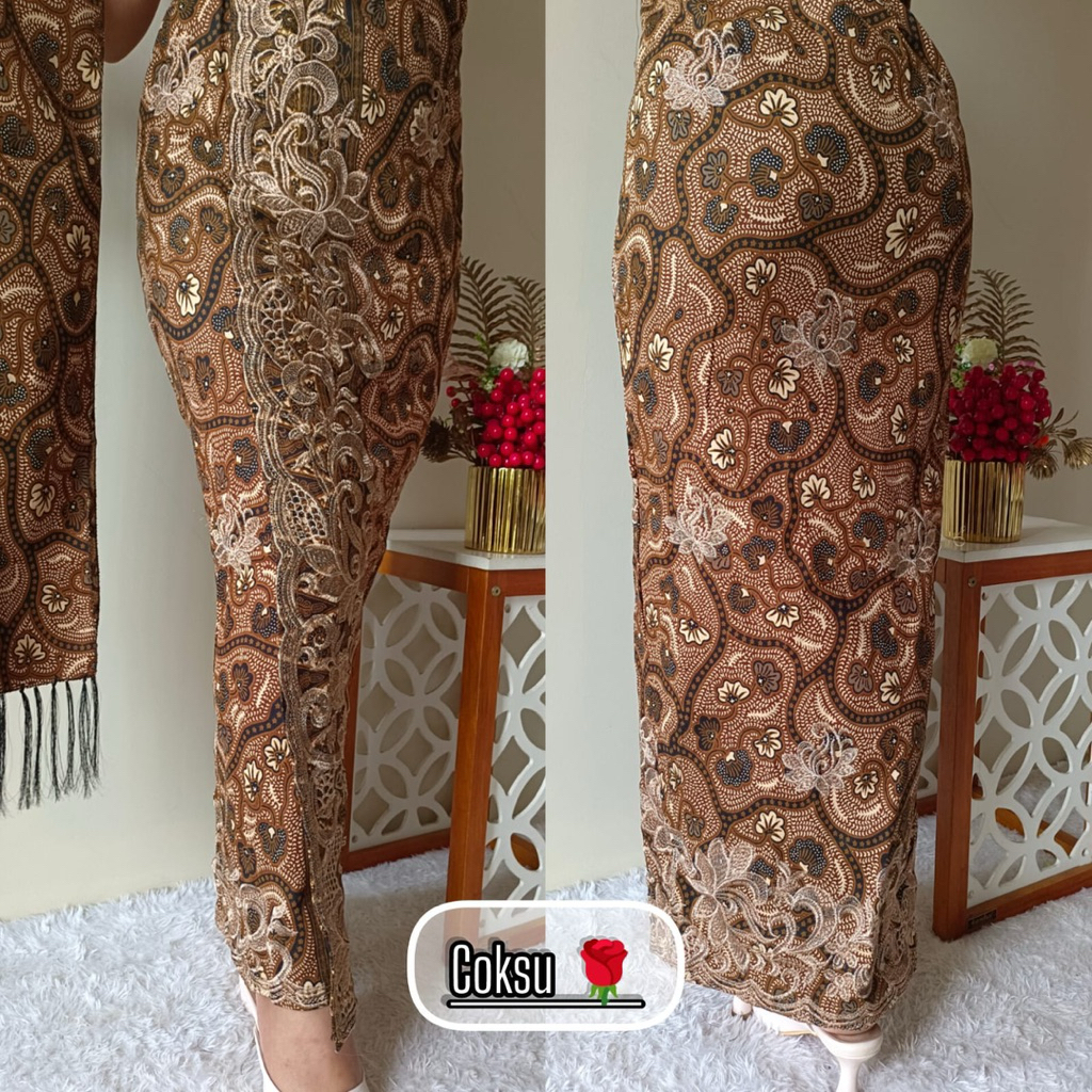 Kamen jadi denim twil bordir tumpal maharatu set selendang full strait dengan motif super cantik dan