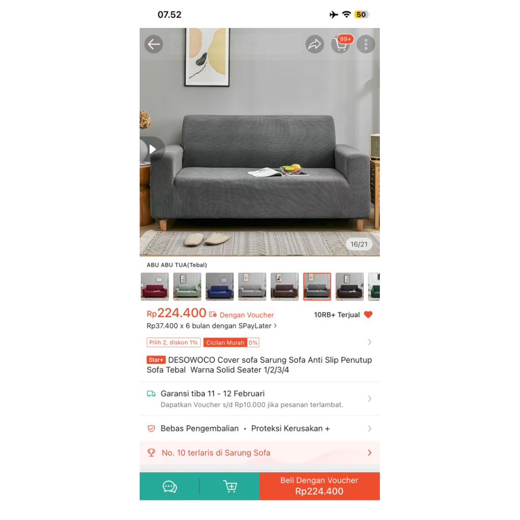 preloved cuma dicoba cover sofa sarung sofa 2 seater