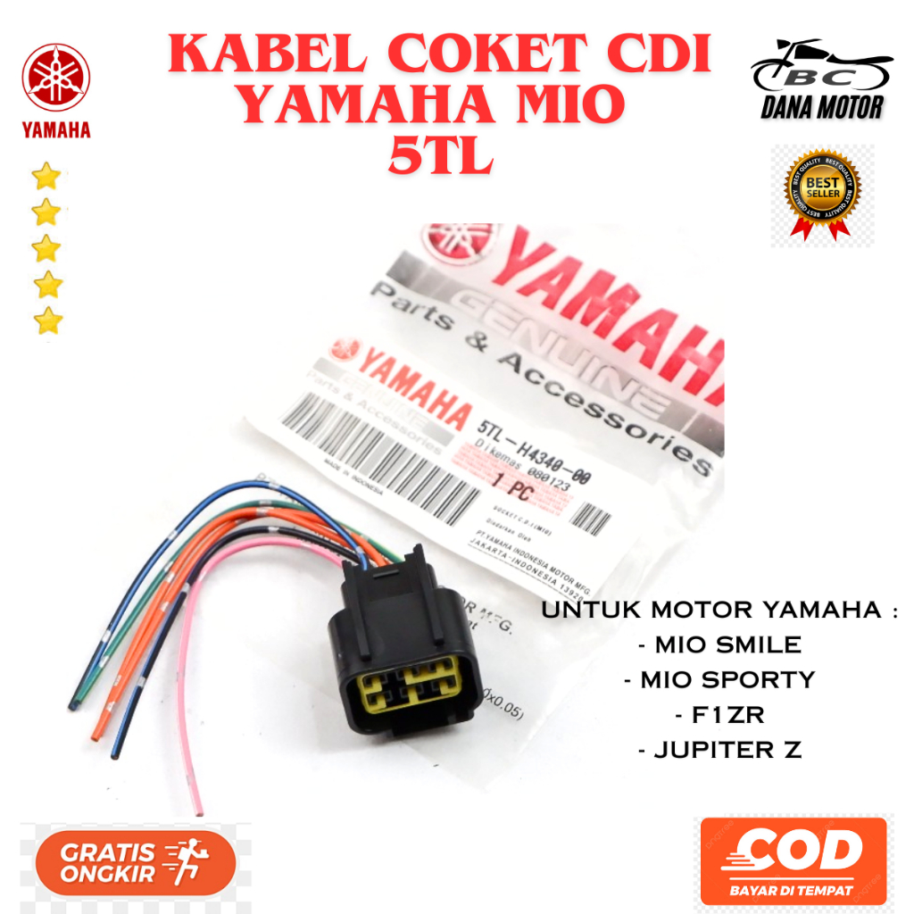Kabel soket CDI yamaha mio karbu 5TL / Soket CDI mio smile , mio sporty 5TL-H4340-00