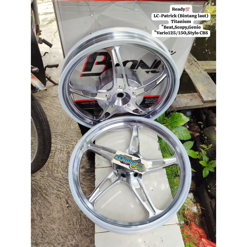 velg motor CNC Biong BINTANG LAUT(Beat,scopy,vario125/150,Stylo CBS)Ring 14 warna TITANIUM