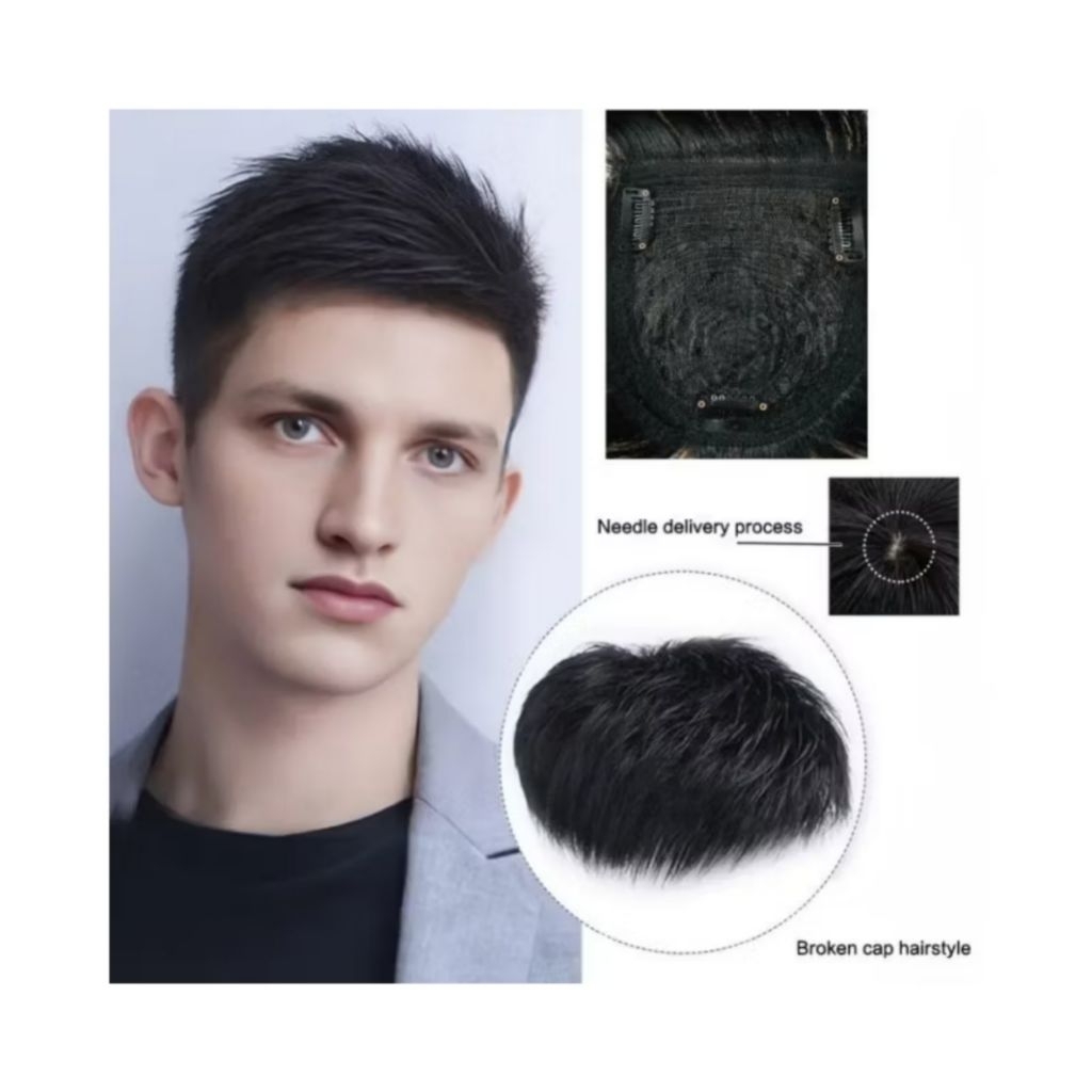 Penutup Botak Pria Rambut Palsu Pria Untuk Botak Toupee Botak Pria Rambut Simulasi