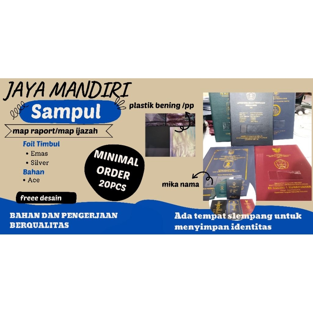 HOTPRINT map rapot/map ijasah map k13 isian mika bening ,plastik bening sampul raport custome cover 