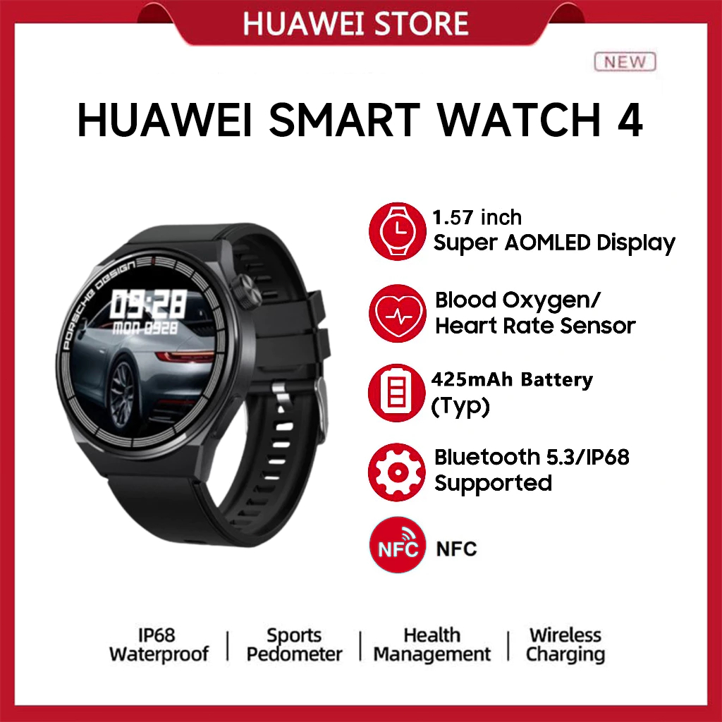 2026 New HUAWEI SmartWatch 4 Wanita Pria Tahan Air Jam Pintar Bluetooth Olahraga Smart Watch Hadiah 