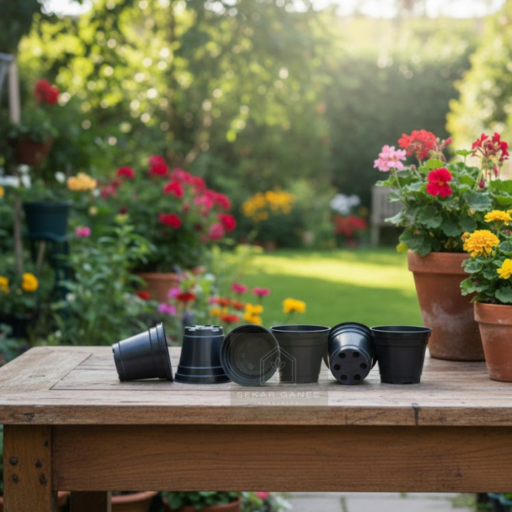 SG - Pot Hitam 8 Cm - Pot 8 Cm Hitam Pot Bunga 8CM Plastik Kaktus Vas Bunga Kecil Hitam Pot Mini