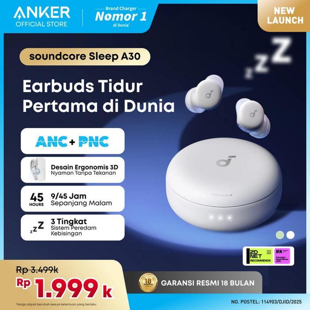 ANKER Soundcore Sleep Buds A30 by Anker Sleep Earbuds, Smart Active Noise Cancelling Sleep Headphone