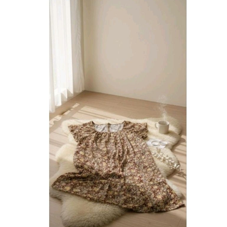 Daster Fuji Lengan Panjang Longdress Cringkle Kerut Dada Daster Wanita Elegan Dress Kringkle jumbo