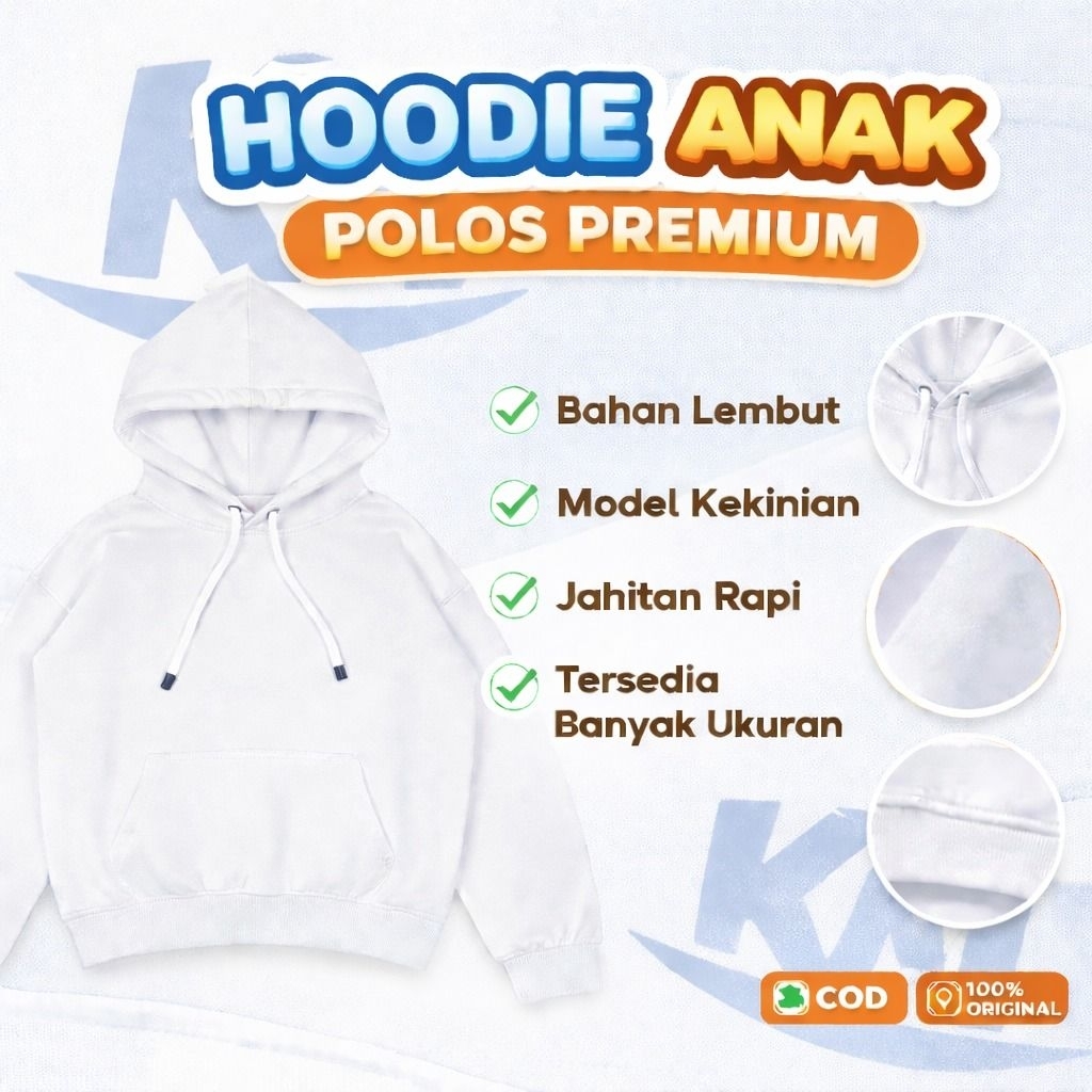 Hoodie Anak Polos Putih  Jaket Hoodie Anak Laki Perempuan  Sweater Anak Murah Premium Lembut