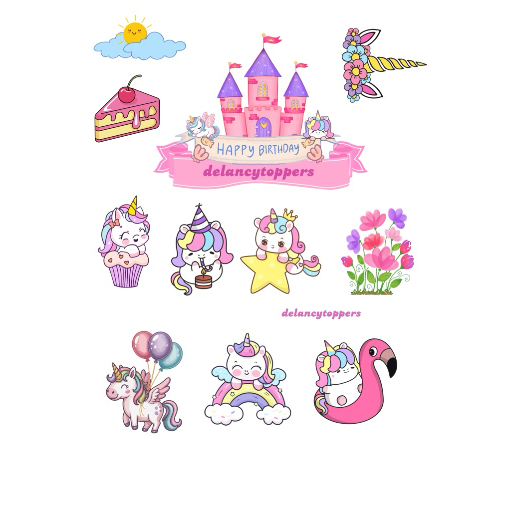 Topper Ulang Tahun Unicorn |Topper custom tulisan nama Hiasan Cake Bithday/ Hiasan Tumpengan |Tema U