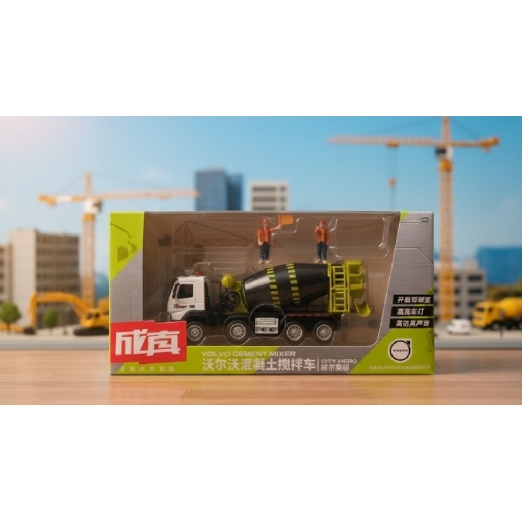 Diecast Truk Molen Volvo Cement Mixer Truck MSZ 1:50 - Miniatur Alat Berat Full Besi Metal Alloy Ori