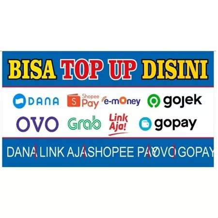 STICKER SIGN VINYL BISA TOP-UP DI SINI -LINK AJA--OVO GOPAY UKURAN 30 X 15 CM READY STOK / SIAP KIRI