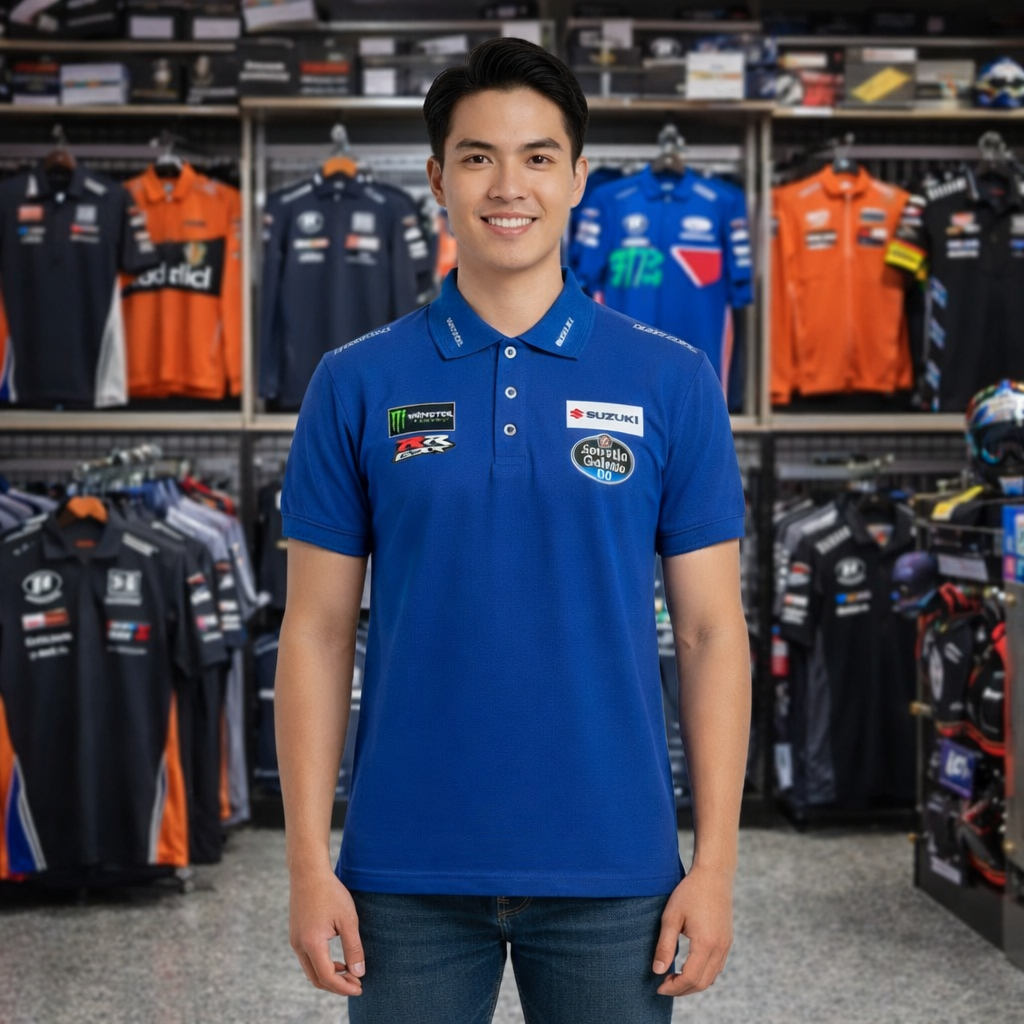 Polo Shirt Suzuki Ecstar Racing Team – Official MotoGP Blue Edition  Kaos Polo Suzuki Ecstar MotoGP 