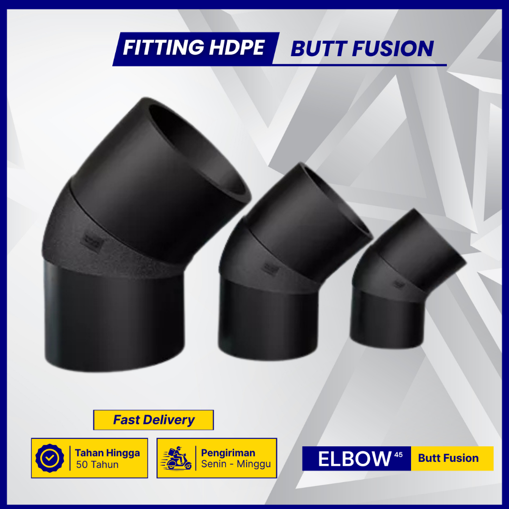 Butt Fusion Elbow 45° Hdpe 16 Inch / 400 MM PN10 - Elbow HDPE 45° 16 Inch 355mm PN 10 Butt Fusion Pi