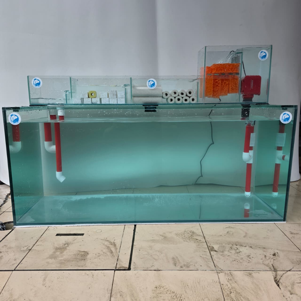 120CM CHINA STYLE TALANG SISTEM POMPA DI ATAS TOP FILTER KACA TALANG KACA BOX FILTER AQUARIUM AKUARI