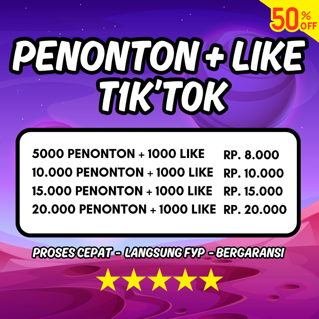 DISKON Paket FYP Tiktok 10000 View Like Premium Murah Aman Cepat Bergaransi Penonton Tiktok Aktif Mu