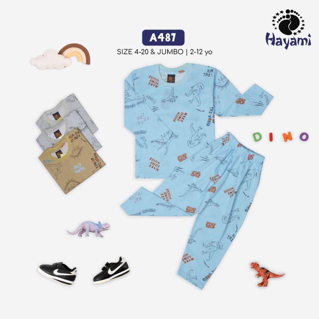 Hayami - Setelan Anak Laki Laki Lengan Panjang Dino Series PP