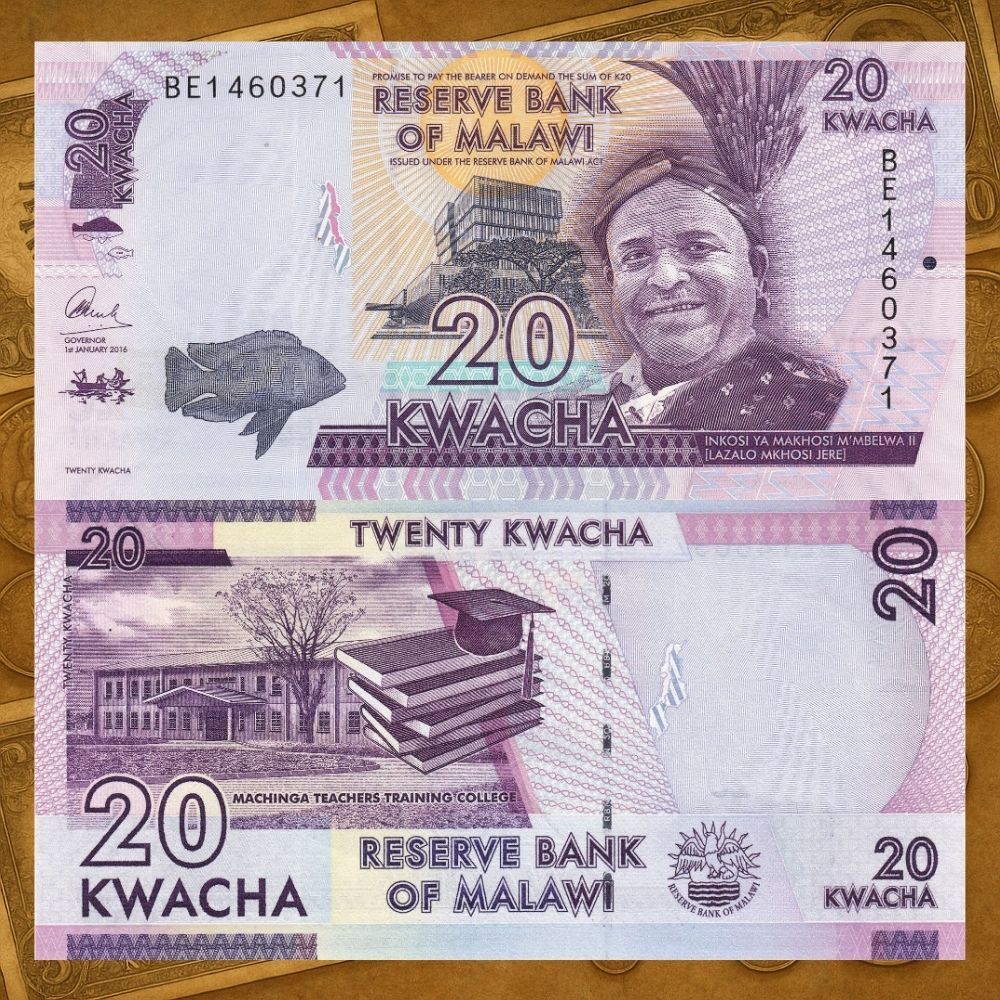 Koleksi Uang Kertas Asing Kuno Gepok Gepokan Lak Malawi 20 Kwacha