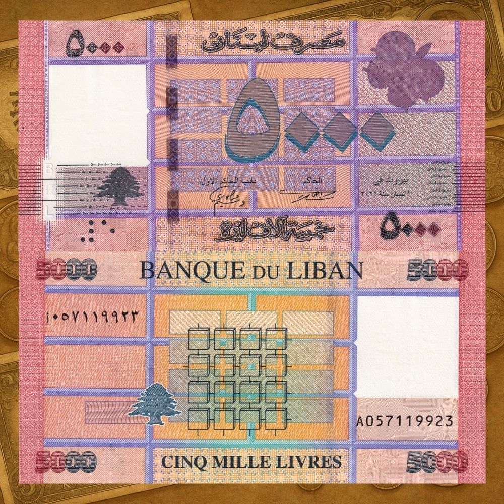 Koleksi Uang Kertas Asing Kuno Gepok Gepokan Lak Libanon 5000 Livres