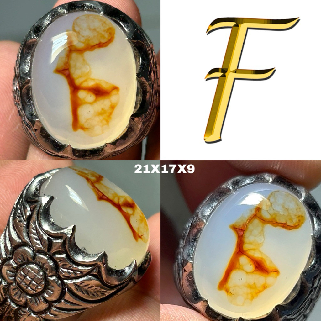 CINCIN BATU AKIK MOTIF GAMBAR HURUF F