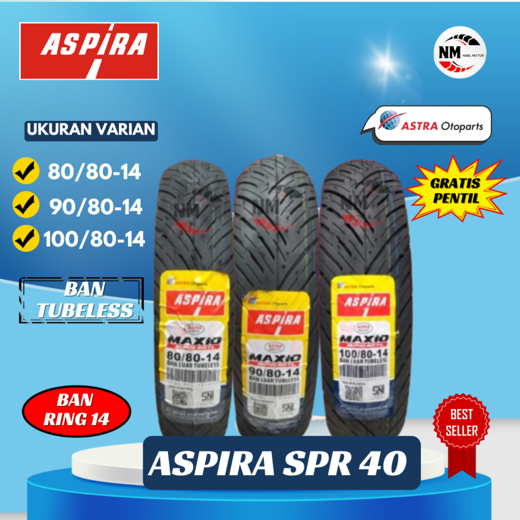 BAN MOTOR ASPIRA MAXIO SPR40 RING 14 TUBELESS