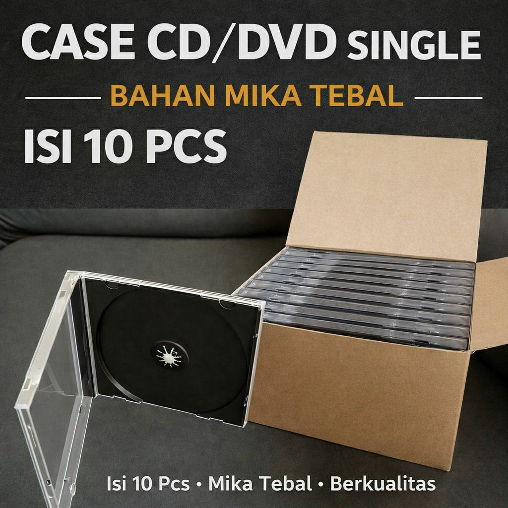 JEWELS CD DVD CASE/CASING AKRILIK/KOTAK/BOX CD DVD single bahan mika tebal isi 10 pcs