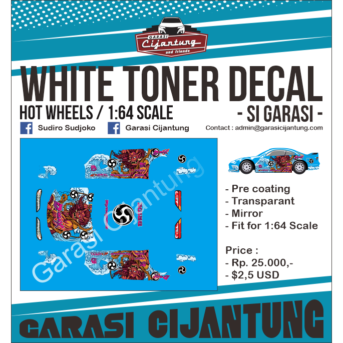 [White Toner] decal Hot Wheels Nissan Silvia S15 tema Oni