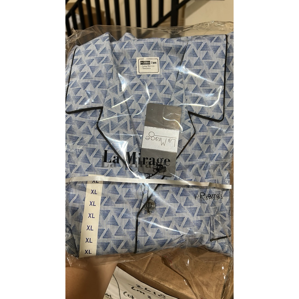 piyama lengan panjang pria dewasa la mirage biru segitiga