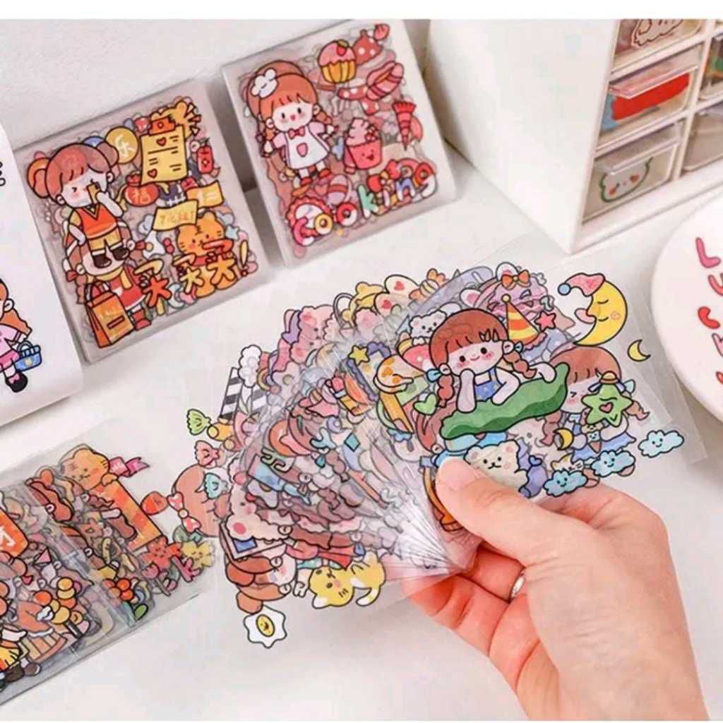 5 Lembar Sticker Lucu 2D Motif Kartun Korea / Kuromi / Labubu / Momo / Sticker Hiasan Botol Minum, G