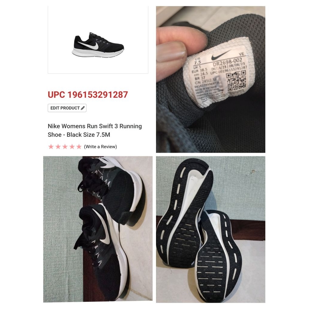 Sepatu Preloved Second Original Nike Women Run Swift 3 Running Size 38.5