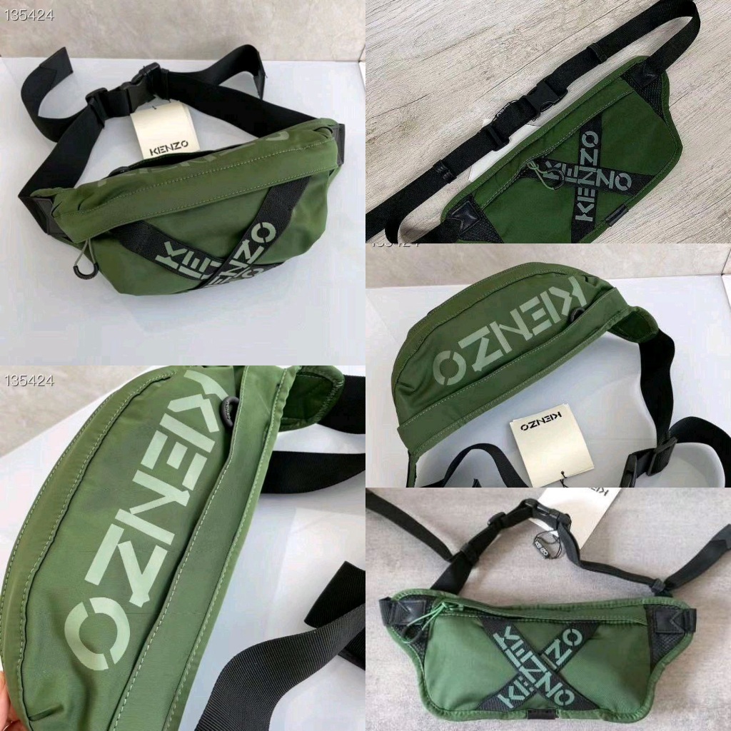 [READY] Tas 25F2195SA29 knz waistbag logo print green Army premium    Fact: Barang kami Original Fac