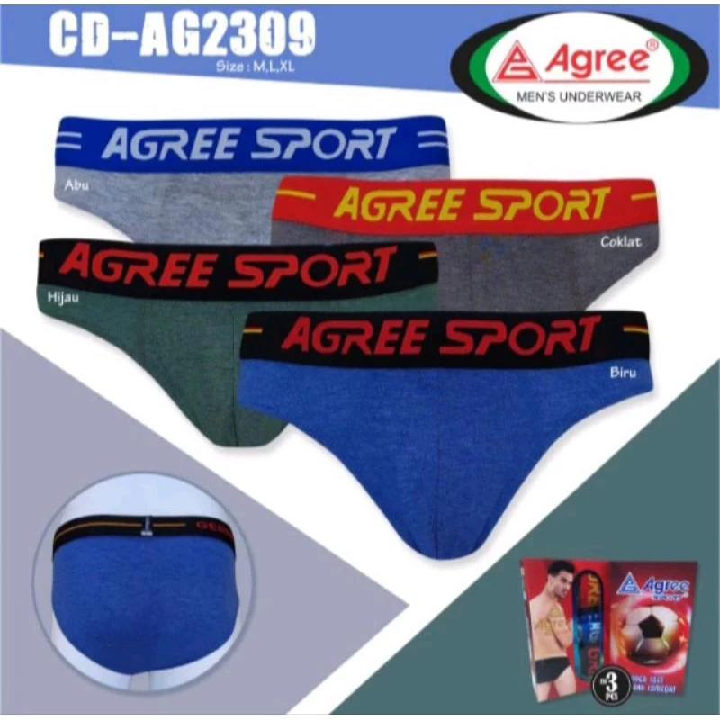 (3 Pcs)  Celana Dalam Pria Merk Agree Sport 2309