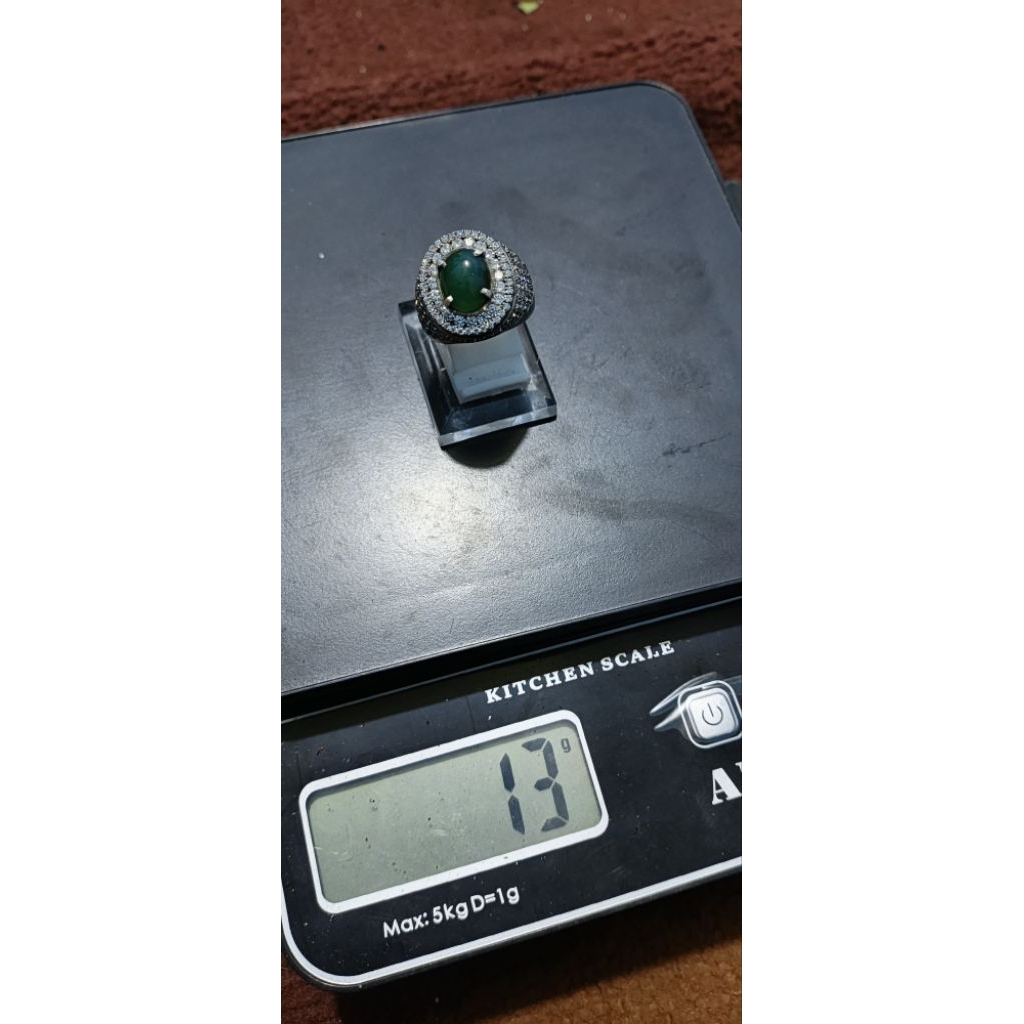 batu cincin Bacan ikatan perak + sirkon